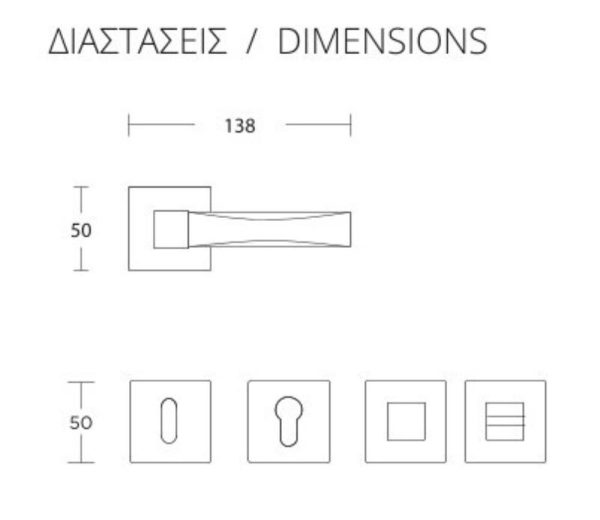Πόμολο πόρτας/ροζέτα/CONVEX/835/μαύρο ματ/χρώμιο