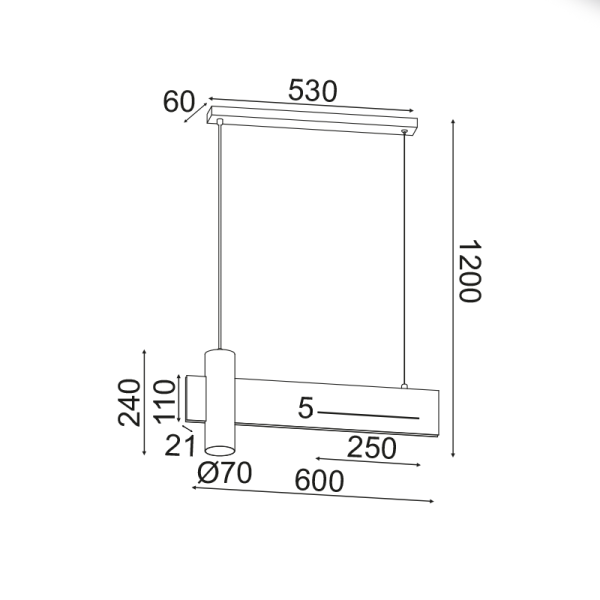 Κρεμαστό φωτιστικό/ACA/LINEA/DCR21LEDP60B/μαύρο/λευκό