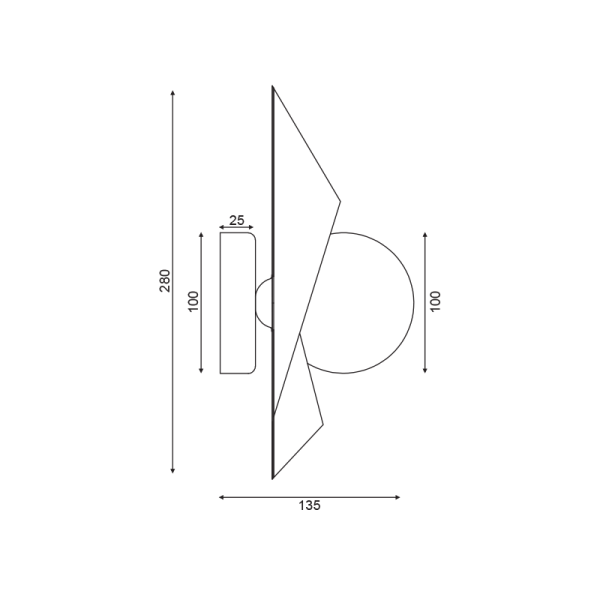 Επιτοίχιο φωτιστικό/ACA/POLYGON/HL42591W28BG/χρυσό/λευκό/μαύρο