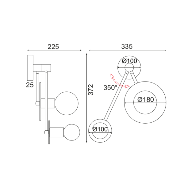 Επιτοίχιο φωτιστικό/ACA/CLOCK/OD742W74BM/μαύρο/όρο σατινέ