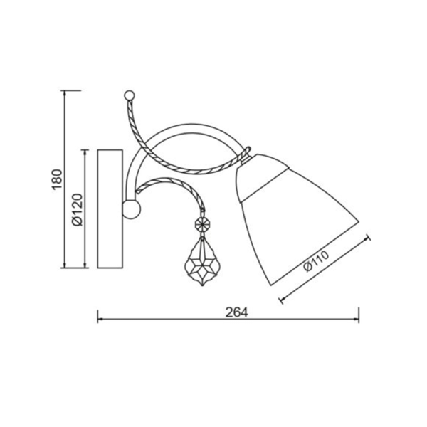 Επιτοίχιο ωωτιστικό /ACA/QUINCE/DLA12121/λευκό πατίνα/χρυσό/αντικέ