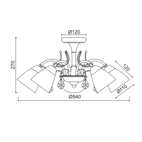 Φωτιστικό οροφής/ACA/QUINCE/DLA12125/λευκό πατίνα/χρυσό/αντικέ
