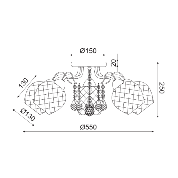 Φωτιστικό οροφής/ACA/OPORTO/EG165885C/λευκό πατίνα/χρυσό