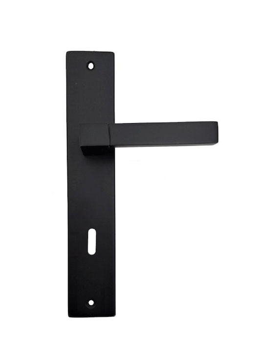 Πόμολο πόρτας/μεγάλη πλάκα/oikometalourgimata/fZ-081k/μαύρο ματ